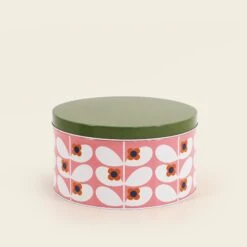 Nesting Cake Tins - Set Of 3 Bubblegum/Basil -Orla Kiely Sales Store 148475 OK nesting cake tins set of 3 bubblegum basil 3 side view