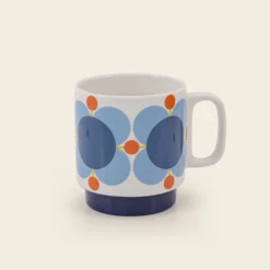 Stackable Large Mug Set Of 6 - Atomic Flower -Orla Kiely Sales Store 149205okset4stackingmugsatomicflower4sideview
