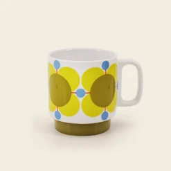Stackable Large Mug Set Of 6 - Atomic Flower -Orla Kiely Sales Store 149205okset4stackingmugsatomicflower5sideview