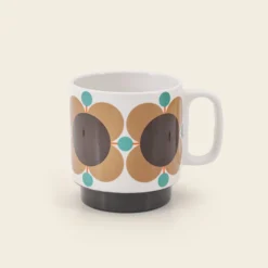 Stackable Large Mug Set Of 6 - Atomic Flower -Orla Kiely Sales Store 149212okset2mugsatomicflowerjewellatte3sideview