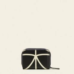 Remember Me Purse - Linear Stem Liquorice -Orla Kiely Sales Store 21AELIN755 0040 Medium Zip Purse Linear Stem Liquorice 3