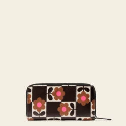 Forget Me Not Wallet - Flower Pot Chestnut -Orla Kiely Sales Store 24SEFLP122 2130ForgetMeNotWallet FlowerPotChestnut3