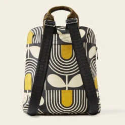 Bestie Backpack - Giant Striped Tulip Noir -Orla Kiely Sales Store 24SEGST138 0140BestieBackpack GiantStripedTulipNoir3