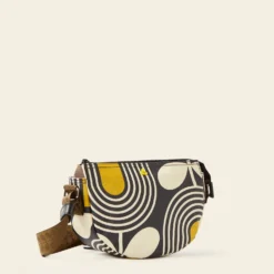 Mini Rounder Crossbody - Giant Striped Tulip Noir -Orla Kiely Sales Store 24SEGST864 0140 RounderCrossbody GiantStripedTulipNoir2