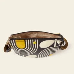 Mini Rounder Crossbody - Giant Striped Tulip Noir -Orla Kiely Sales Store 24SEGST864 0140 RounderCrossbody GiantStripedTulipNoir4