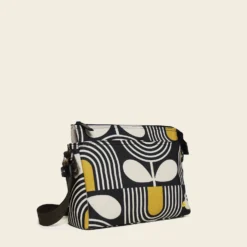 Fielder Crossbody - Giant Striped Tulip Noir -Orla Kiely Sales Store 24SEGST937 0140 Fielder Crossbody Giant Striped Tulip Noir2