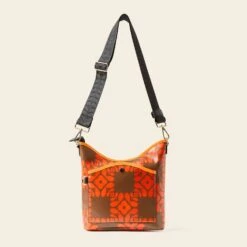 Cross Carry Crossbody - Lattice Flower Tile Conker -Orla Kiely Sales Store 24SELFT744 2340CrossCarryCrossbody LatticeFlowerTileConker3