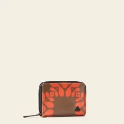 Remember Me Purse - Lattice Flower Tile Conker -Orla Kiely Sales Store 24SELFT755 2340RememberMePurse LatticeFlowerTileConker3