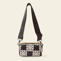 Tripod Crossbody - Lattice Flower Tile Onyx -Orla Kiely Sales Store 24SELFT783 0012 TripodCrossbody LatticeFlowerTileOnyx3