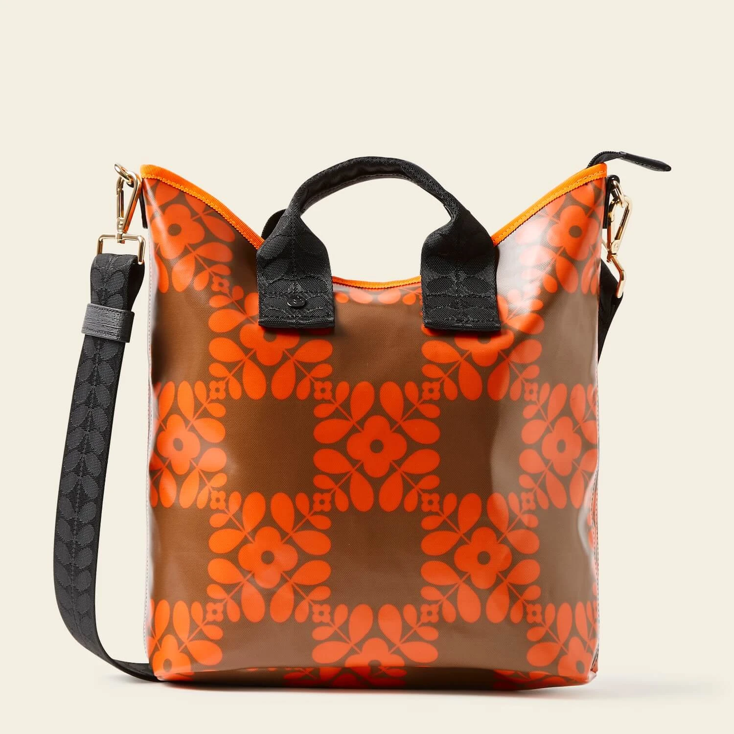 Carry Grab Bucket Bag - Lattice Flower Tile Conker 2 Carry Grab Bucket Bag - Lattice Flower Tile Conker - Image 2
