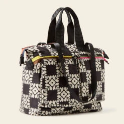 Axis Tote - Lattice Flower Tile Onyx -Orla Kiely Sales Store 24SELFT862 0012 AxisTote LatticeFlowerTileOnyx2