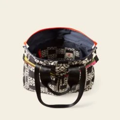 Axis Tote - Lattice Flower Tile Onyx -Orla Kiely Sales Store 24SELFT862 0012 AxisTote LatticeFlowerTileOnyx4