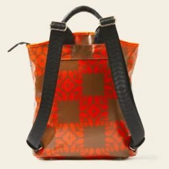 Carry Backpack - Lattice Flower Tile Conker -Orla Kiely Sales Store 24SELFT876 2340CarryBackpack LatticeFlowerTileConker3