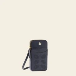 Ariel Phone Case - Navy Punched Flower -Orla Kiely Sales Store 24SELLE826 4110 ArielPhoneCase NavyPunchedFlower2