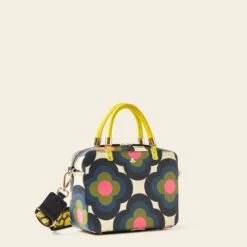 Block Medium Handbag - Radial Flower Rockpool -Orla Kiely Sales Store 24SERAF838 4400BlockMediumHandbag RadialFlowerRockpool2