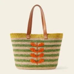 Monday Basket Bag - Bug Green Stripe -Orla Kiely Sales Store 24SERAF885 3000 MondayTote BugGreenStripe3