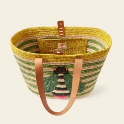 Monday Basket Bag - Bug Green Stripe -Orla Kiely Sales Store 24SERAF885 3000 MondayTote BugGreenStripe4