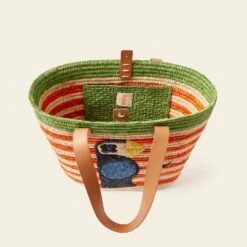 Monday Basket Bag - Puffin Orange Stripe -Orla Kiely Sales Store 24SERAF885 8000 MondayTote PuffinOrangeStripe4