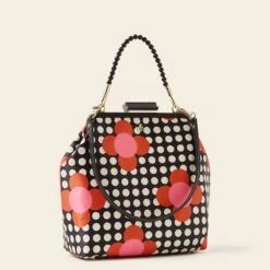 Jenny D Handbag - Fuchsia Flower Polka Dot -Orla Kiely Sales Store 24SESAT842 6710 JennyD HHandbag FuchsiaFlowerPolkaDot2