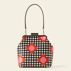 Jenny D Handbag - Fuchsia Flower Polka Dot -Orla Kiely Sales Store 24SESAT842 6710 JennyD HHandbag FuchsiaFlowerPolkaDot3