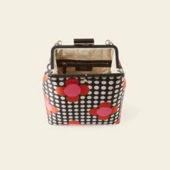 Jenny D Handbag - Fuchsia Flower Polka Dot -Orla Kiely Sales Store 24SESAT842 6710 JennyD HHandbag FuchsiaFlowerPolkaDot4