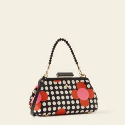 Jenny D Clutch - Fuchsia Flower Polka Dot -Orla Kiely Sales Store 24SESAT844 6710 JennyD CClutch FuchsiaFlowerPolkaDot2
