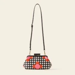 Jenny D Clutch - Fuchsia Flower Polka Dot -Orla Kiely Sales Store 24SESAT844 6710 JennyD CClutch FuchsiaFlowerPolkaDot3