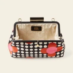 Jenny D Clutch - Fuchsia Flower Polka Dot -Orla Kiely Sales Store 24SESAT844 6710 JennyD CClutch FuchsiaFlowerPolkaDot4