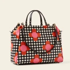 Opera Big Tote - Fuchsia Flower Polka Dot -Orla Kiely Sales Store 24SESAT861 6710 OperaBigTote FuchsiaFlowerPolkaDot2