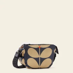 Mini Rounder Crossbody - Solid Stem Oatmeal -Orla Kiely Sales Store 24SESLD864 1965 MiniHalfMoonCrossbody SolidStemOatmealNavy2