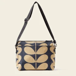 Fielder Crossbody - Solid Stem Oatmeal -Orla Kiely Sales Store 24SESLD937 1965FielderCrossbody SolidStemOatmealNavy3