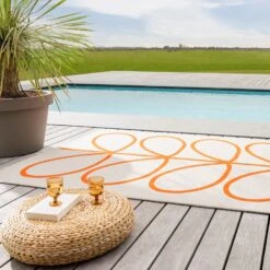 Giant Linear Stem Persimmon Outdoor Rug