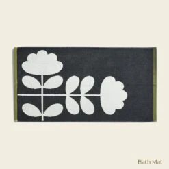 Cut Stem Towels Moss/Charcoal -Orla Kiely Sales Store LabelledEDITEDCut Stem moss charcoal Bath Mat 1