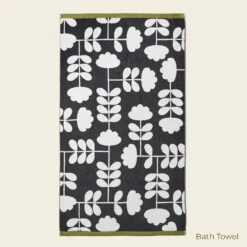 Cut Stem Towels Moss/Charcoal -Orla Kiely Sales Store LabelledEDITEDCut Stem moss charcoal Bath Towel 1