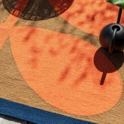 Giant Sixties Stem Outdoor Rug - Tomato -Orla Kiely Sales Store OK O giantsixtiesstem tomato 463703Bhr
