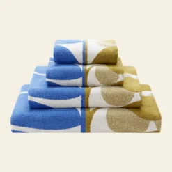 Stem Bloom Duo Towels Blue Fawn -Orla Kiely Sales Store StemBloomDuoTowelsBlueFawn