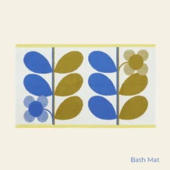 Stem Bloom Duo Towels Blue Fawn -Orla Kiely Sales Store StemBloomDuoTowelsBlueFawn BathMat