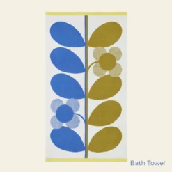 Stem Bloom Duo Towels Blue Fawn -Orla Kiely Sales Store StemBloomDuoTowelsBlueFawn BathTowel