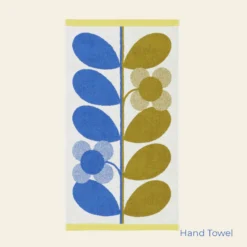 Stem Bloom Duo Towels Blue Fawn -Orla Kiely Sales Store StemBloomDuoTowelsBlueFawn HandTowel