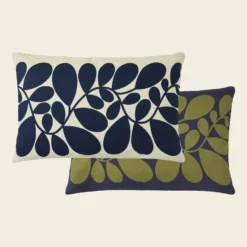 Sycamore Stripe Cushion Blue / Olive -Orla Kiely Sales Store SycamoreStripeBlue OliveFace Reverse