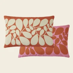 Sycamore Stripe Cushion Tomato / Pink -Orla Kiely Sales Store SycamoreStripeTomato PinkFace Reverse