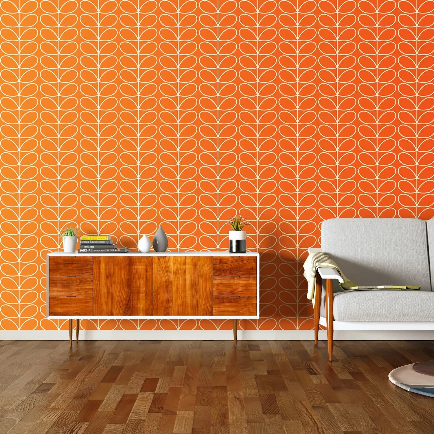 Linear Stem Tomato Wallpaper - 52cm X 10m 1 Linear Stem Tomato Wallpaper - 52cm X 10m