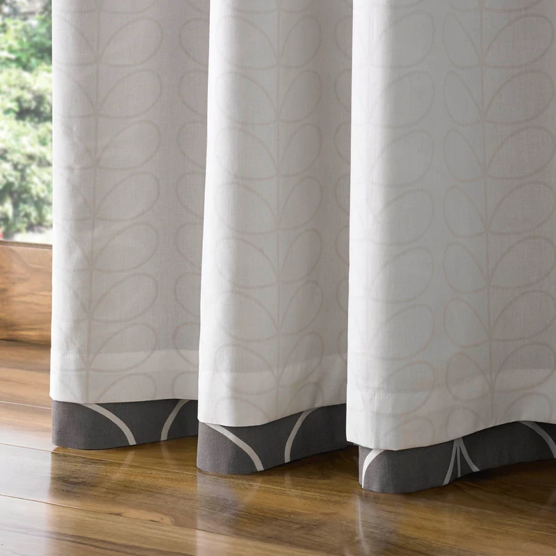Linear Stem Lined Eyelet Curtains Charcoal 4 Linear Stem Lined Eyelet Curtains Charcoal - Image 4