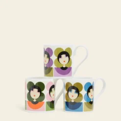 Standard Mug Set Of 3 - Luna -Orla Kiely Sales Store okmcl031 luna2